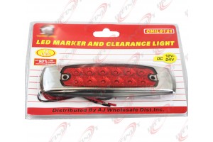  12 LED Truck and Trailer Marker Clearance Red Light w/ Chrome Ring
